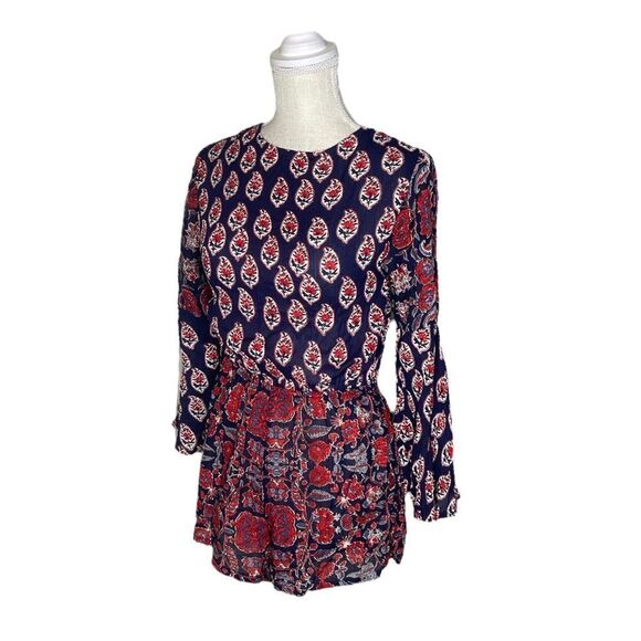 Anthropologie Raga Infinite Nights Open Back Bohemian Mixed Print Romper - Picture 7 of 14